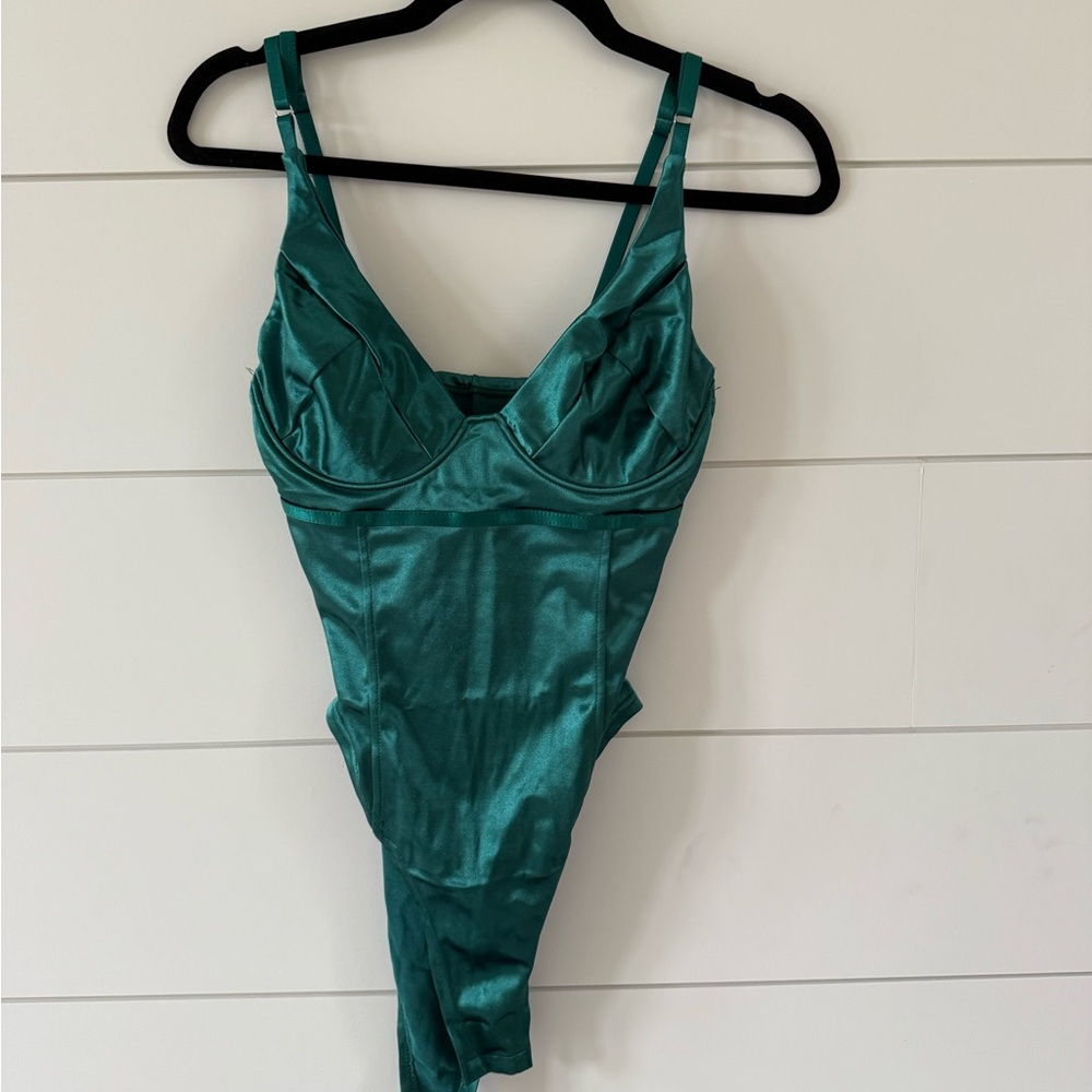 Emerald Green Satin Bodysuit